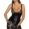 Mini Robe Coquine Zippée Wetlook Et Dentelle F254 - Noir Handmade