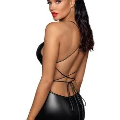 Mini Robe Décolletée En Wetlook Lacée Dans Le Dos F252 - Noir Handmade -LINGERIES Soldes mini robe decolletee en wetlook lacee dans le dos f252 noir handmade only love 39757130858809