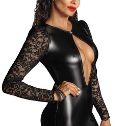 Mini Robe Avec Décolleté Sexy En Wetlook Et Dentelle F253 - Noir Handmade 8 Mini Robe Avec Décolleté Sexy En Wetlook Et Dentelle F253 - Noir Handmade -LINGERIES Soldes mini robe wetlook et dentelle f253 only love 39755661574457