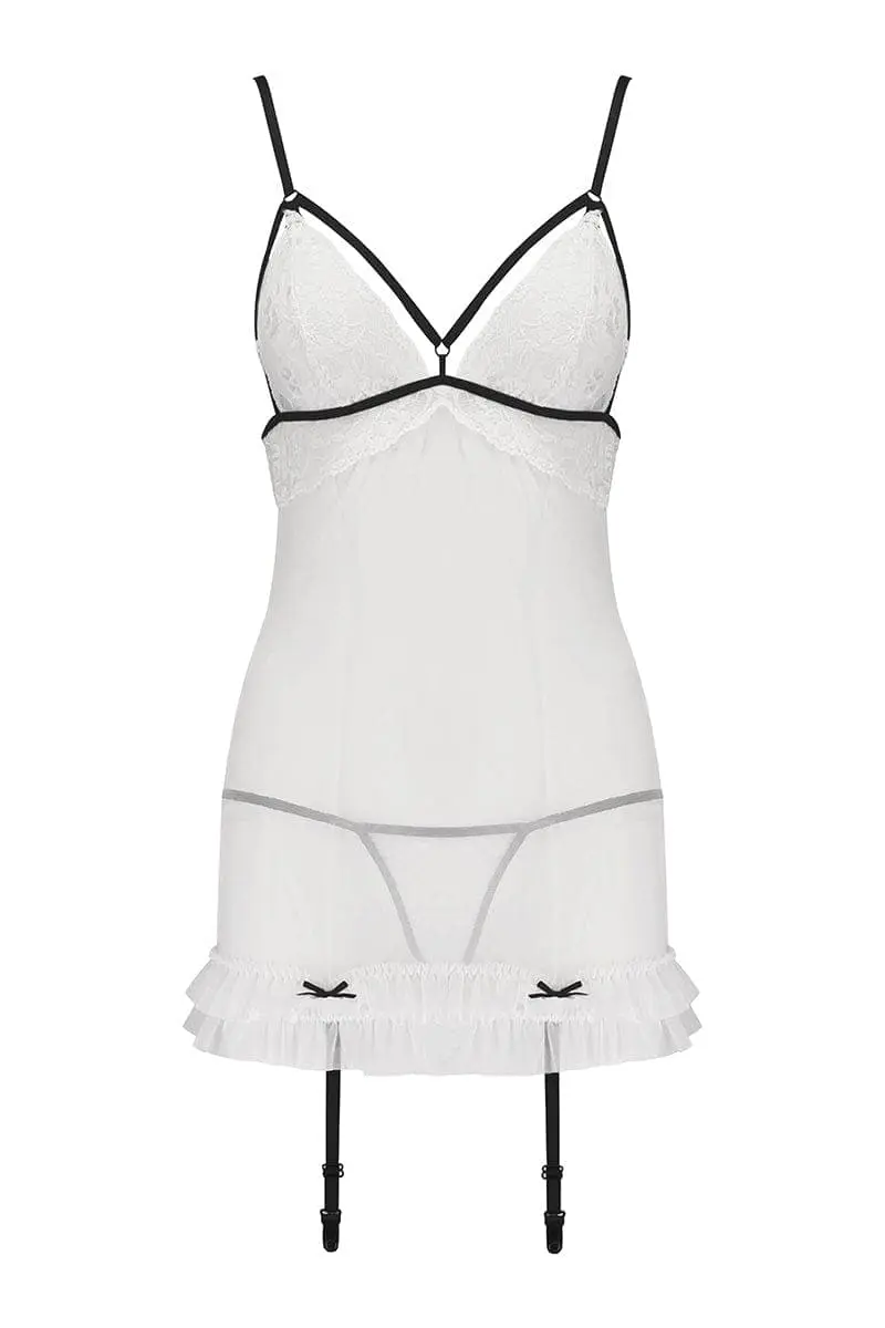 Passion Lingerie Ensemble Nuisette Blanche érotique à Jarretelles Et String Orihime - Passion 2 Passion Lingerie Ensemble Nuisette Blanche érotique à Jarretelles Et String Orihime - Passion – Image 2
