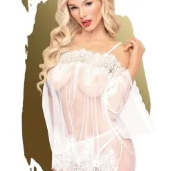Nuisette En Maille Et Dentelle Blanche Transparente Lip Smacker - Penthouse