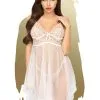 Babydoll Blanche Transparente Sexy Pour Femme Naughty - Penthouse