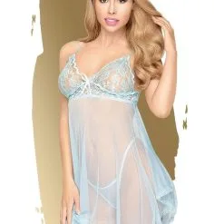 Nuisette Type Babydoll En Dentelle Bleue Naughty - Penthouse