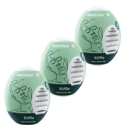 Pack De 3 Masturbateurs Oeufs 7 X 5 Cm Eggs Riffle Pour Homme - Satisfyer