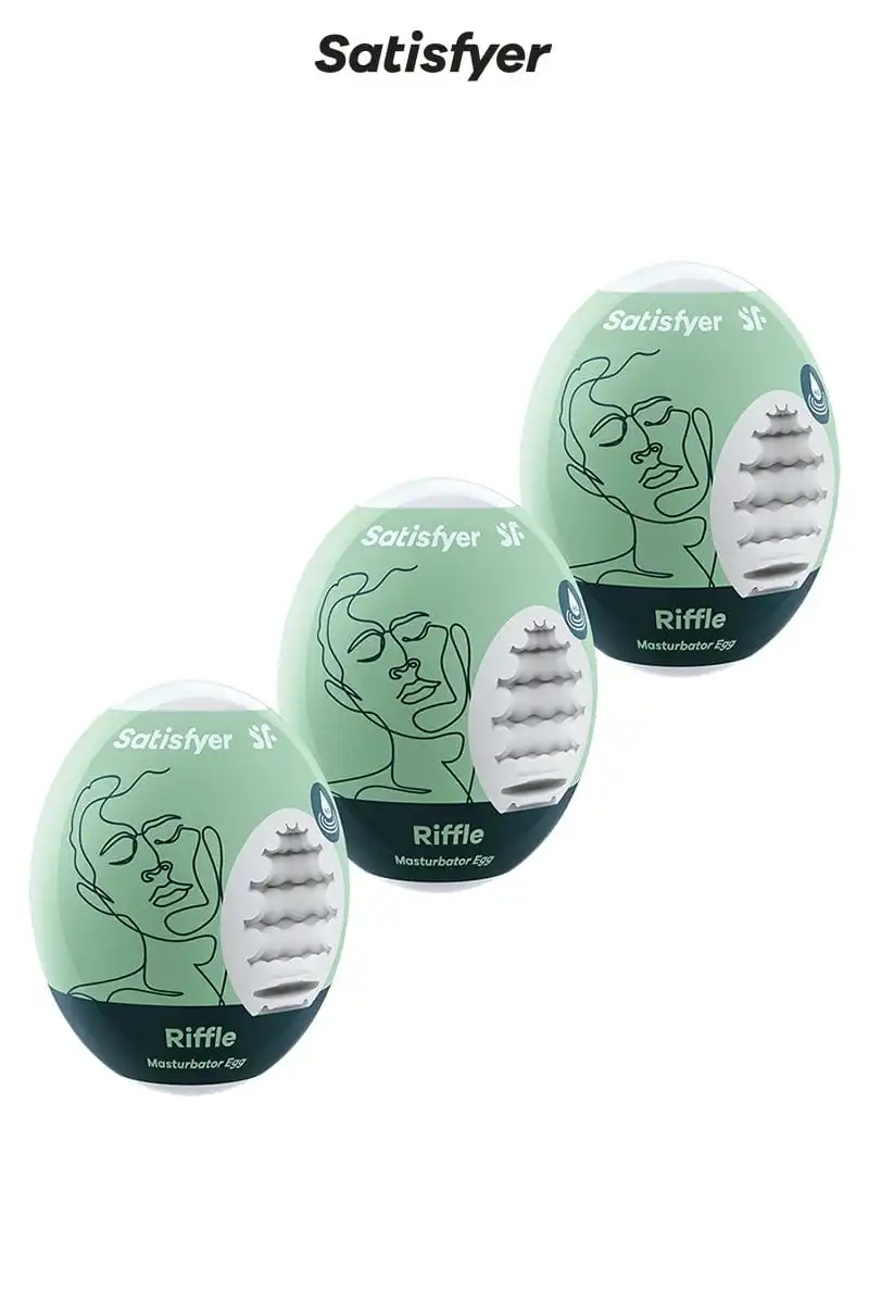 Pack De 3 Masturbateurs Oeufs 7 X 5 Cm Eggs Riffle Pour Homme - Satisfyer 1 Pack De 3 Masturbateurs Oeufs 7 X 5 Cm Eggs Riffle Pour Homme - Satisfyer