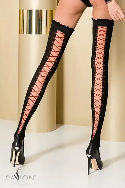 Passion Bas Et Collants Paire De Bas à Jarretière Autoxifiante ST101 Noir Et Rouge - Passion 3 Passion Bas Et Collants Paire De Bas à Jarretière Autoxifiante ST101 Noir Et Rouge - Passion – Image 3