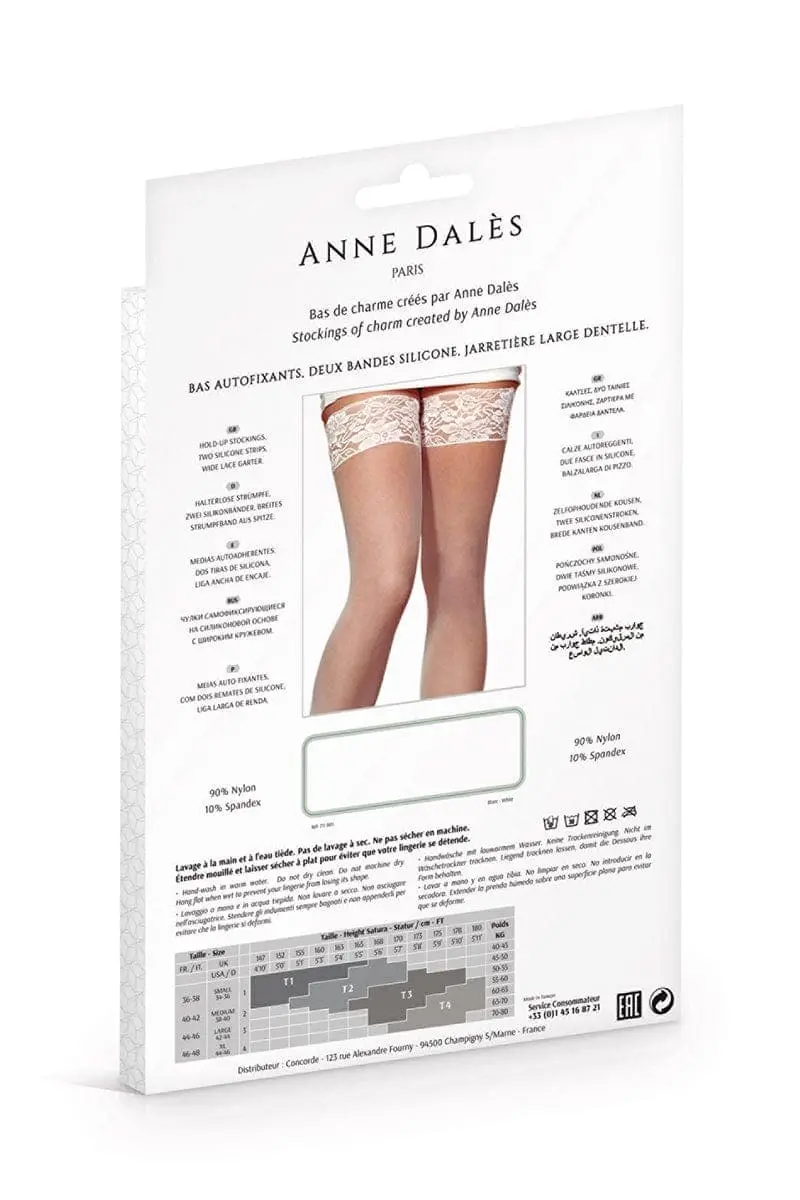 Paire De Bas Autofixants Avec Jarretière En Dentelle Alexia Blanc - Anne D'Alès 2 Paire De Bas Autofixants Avec Jarretière En Dentelle Alexia Blanc - Anne D'Alès – Image 2