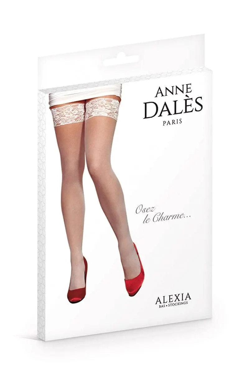 Paire De Bas Autofixants Avec Jarretière En Dentelle Alexia Blanc - Anne D'Alès 3 Paire De Bas Autofixants Avec Jarretière En Dentelle Alexia Blanc - Anne D'Alès – Image 3