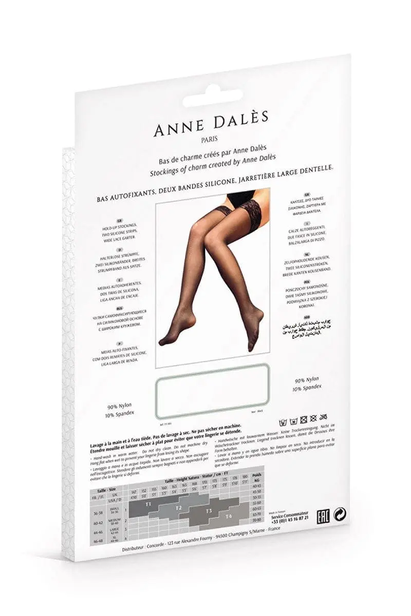 Paire De Bas Autofixants Avec Jarretière En Dentelle Alexia Noir - Anne D'Alès 2 Paire De Bas Autofixants Avec Jarretière En Dentelle Alexia Noir - Anne D'Alès – Image 2