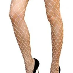 Paire De Bas Autofixants Résille Filet Large Maille Erica Blanc - Anne D'Alès