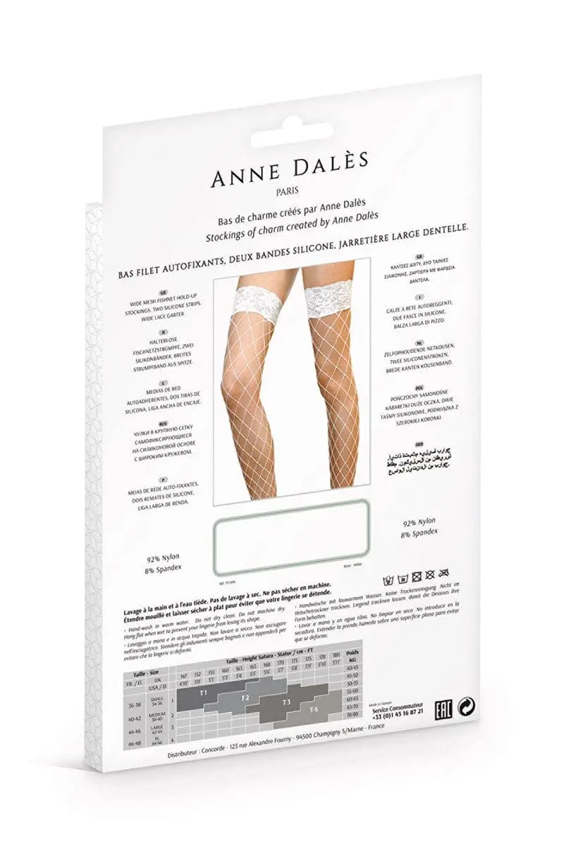 Paire De Bas Autofixants Résille Filet Large Maille Erica Blanc - Anne D'Alès 2 Paire De Bas Autofixants Résille Filet Large Maille Erica Blanc - Anne D'Alès – Image 2