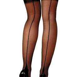 Paire De Bas Couture Style Rétro Sexy Chausson Renforcé Noir - Anne D'Alès