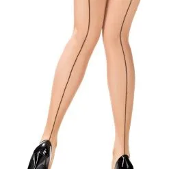 Paire De Bas Coutures Très Sexy Chair Avec Fine Jartière Agata - Anne D'Alès
