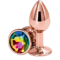 NS Novelties Plug Anal Aluminium Rose Gold Strass Polychrome Rond S - Rear Assets