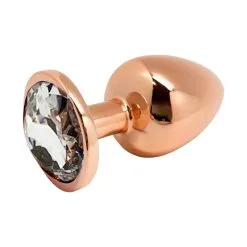 Plug Bijou Anal Rose Gold Tralalo Strass Transparent Taille M - Wooomy