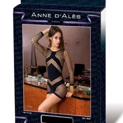 Robe Courte Sexy En Résille Filet Noire Estelle - Anne D'Alès -LINGERIES Soldes robe courte sexy en resille filet noire estelle anne d ales only love 39964503802169