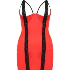 Passion Lingerie Robe Courte Sexy En Tissus Rouge Satiné Et Dentelle Noire Femmina - Passion -LINGERIES Soldes robe courte sexy en tissus rouge satine et dentelle noire femmina passion only love 35038117658804