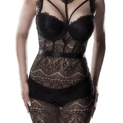 Grey Velvet Ensemble 2 Pièces Sexy Robe En Dentelle Et Culotte Opaque - Grey Velve