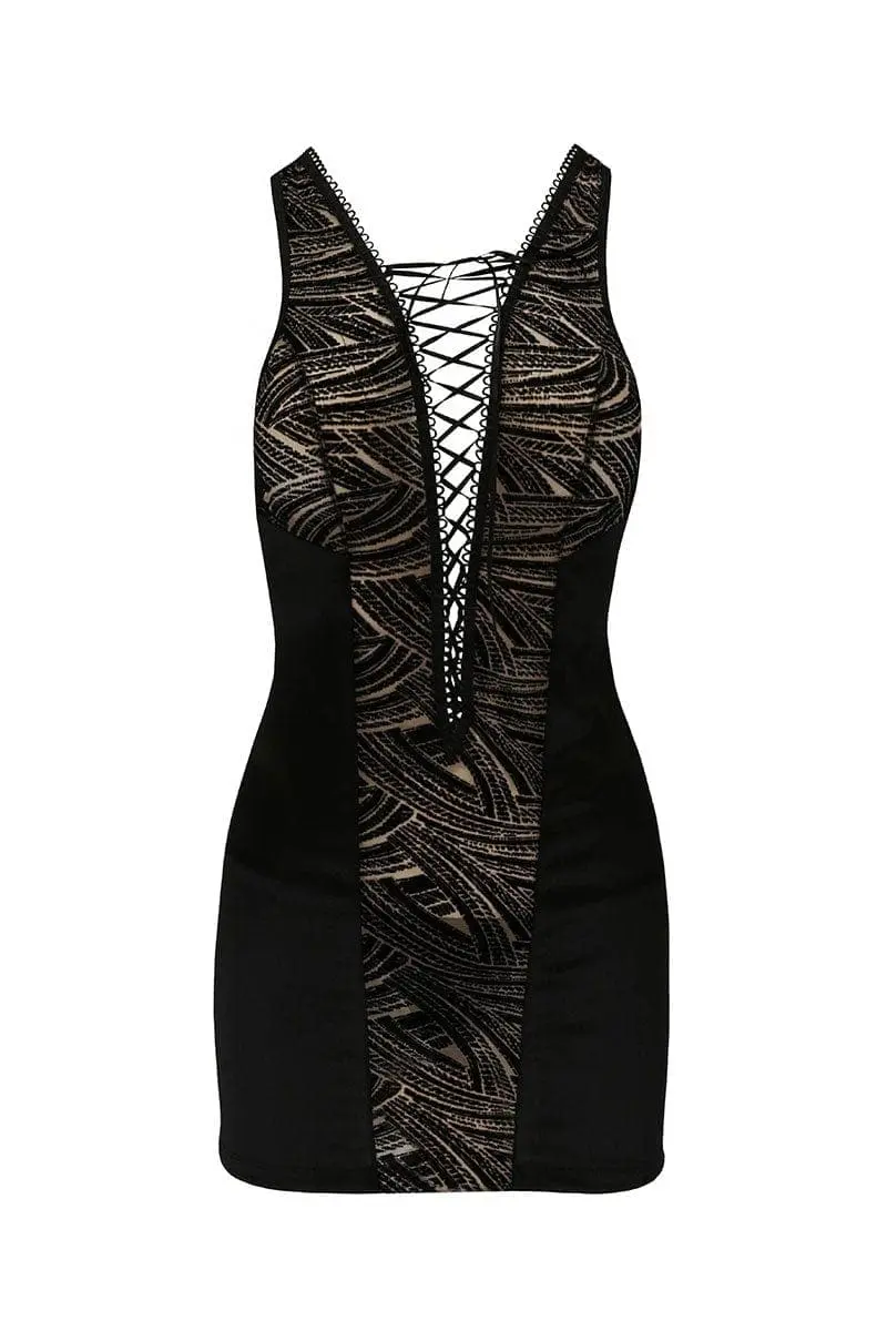 Robe Courte D'intérieur En Tulle Beige Floqué Avec Dos Nos Lara - Casmir 4 Robe Courte D'intérieur En Tulle Beige Floqué Avec Dos Nos Lara - Casmir – Image 4