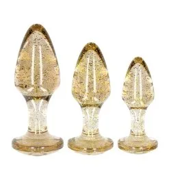 Set 3 Plugs Pailletés Dorés En Acrylique Pour Plaisir Anal Unisexe - Ouch!