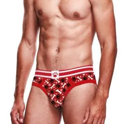 Slip Imprimé Motifs Canins Paw Rouge Et Blanc Slip De Sport - Prowler