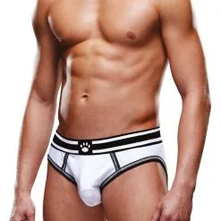 Slip Ouvert Blanc Et Noir Très Sexy Slip Coquin Homme - Prowler
