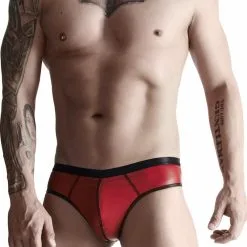 Slip Sexy Pour Homme Rouge Wetlook Effet Latex Sexy - Regnes