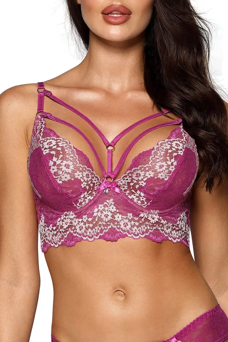 Soutien-gorge Bustier Dentelle Brodée Fuchsia V-9741 - Axami 1 Soutien-gorge Bustier Dentelle Brodée Fuchsia V-9741 - Axami