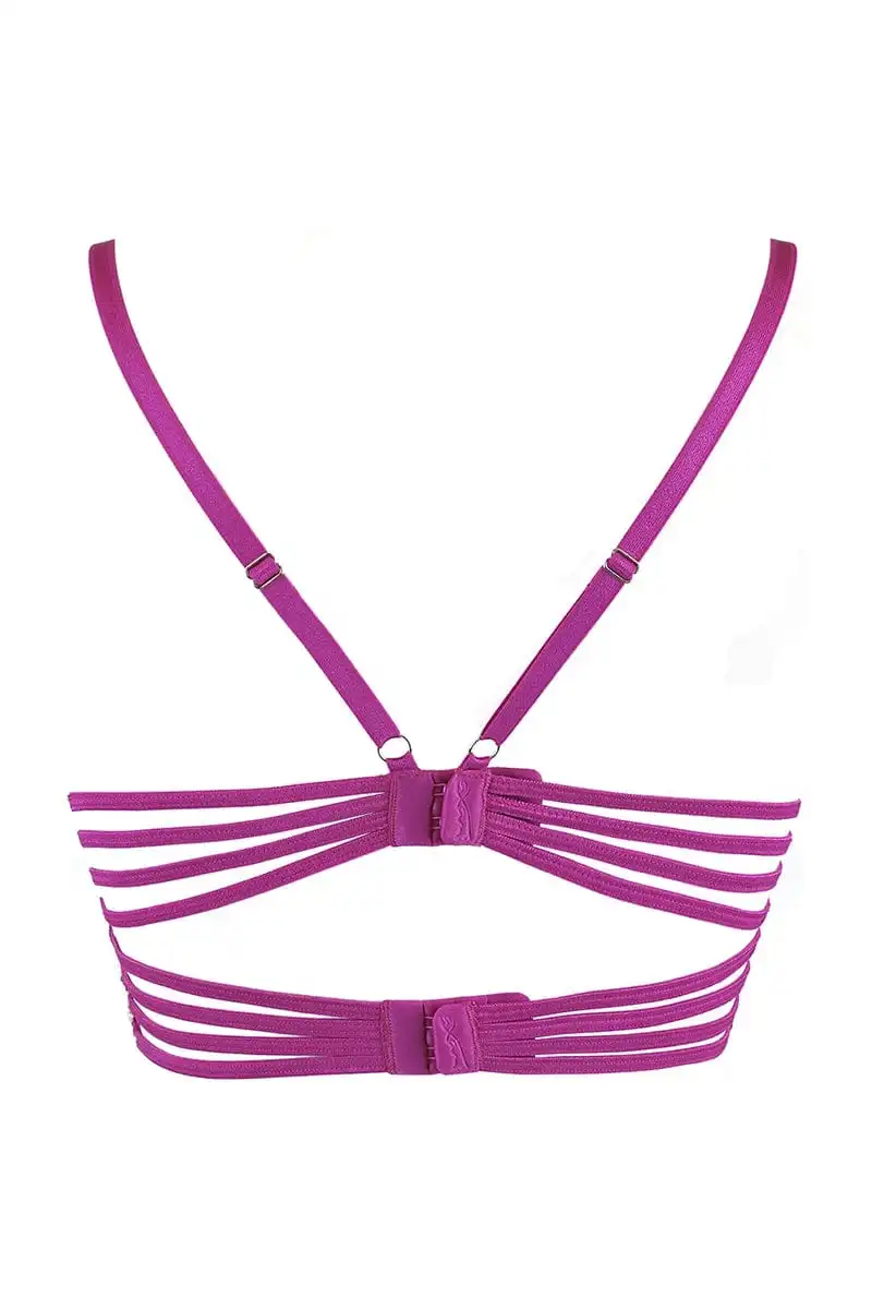 Soutien-gorge Bustier Dentelle Brodée Fuchsia V-9741 - Axami 2 Soutien-gorge Bustier Dentelle Brodée Fuchsia V-9741 - Axami – Image 2