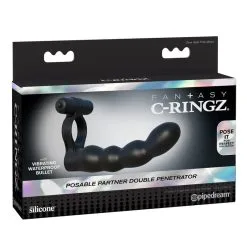 Cockring Avec Gode Nervuré De 14cm Pour Double Pénétration - Pipedream -LINGERIES Soldes stimulateur partner double penetrator only love 34040813945012