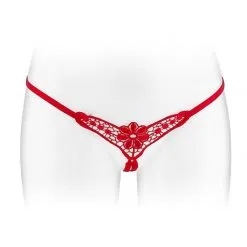String Ficelle Ouvert En Dentelle Rouge Danuta - Fashion Secret