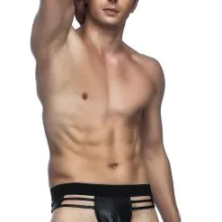 String Noir Fetish Wetlook Joskstrap Effet Latex - Paris Hollywood