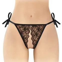 String Noir Ouvert à Nouer Stella - Fashion Secret