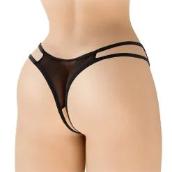 String Noir Ouvert En Dentelle Et Tulle Extensible Victoria - Fashion Secret -LINGERIES Soldes string noir ouvert en dentelle et tulle extensible victoria fashion secret only love 39834414252345