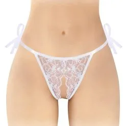 String Ouvert à Nouer En Dentelle Blanche Stella - Fashion Secret