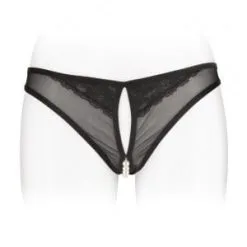 String Ouvert Avec Perles Stimulantion Clitoridien Sophie Noir - Fashion Secret