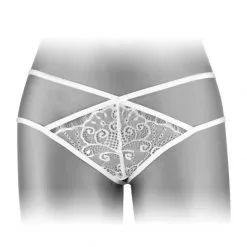 String Ouvert Blanc En Dentelle Ornée Mylene - Fashion Secret