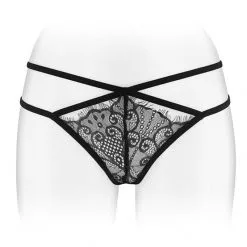String Ouvert En Dentelle Croisée Noir Mylene - Fashion Secret