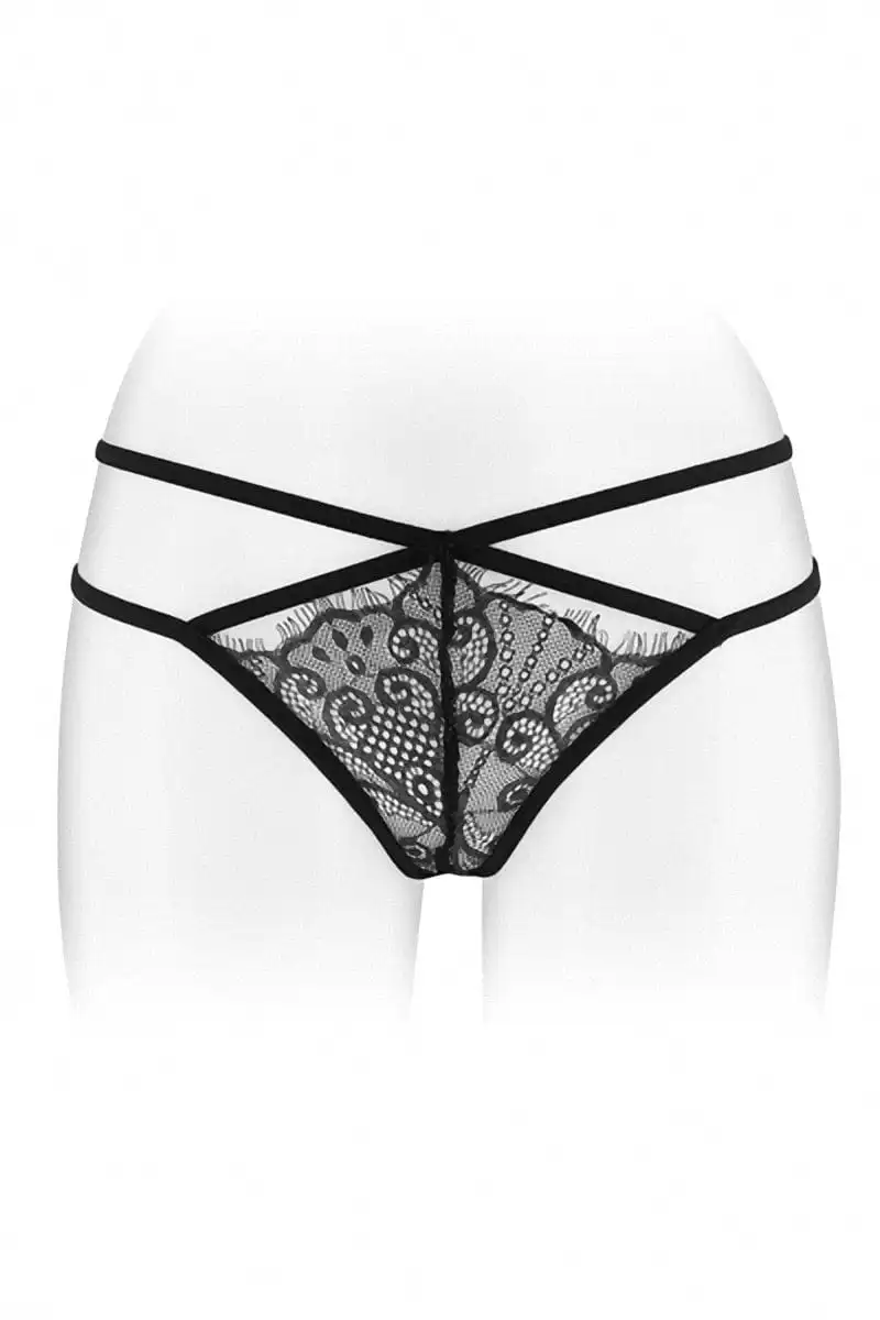 String Ouvert En Dentelle Croisée Noir Mylene - Fashion Secret 1 String Ouvert En Dentelle Croisée Noir Mylene - Fashion Secret