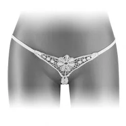 String Ouvert En Dentelle Motif Fleur Blanc Danuta - Fashion Secret