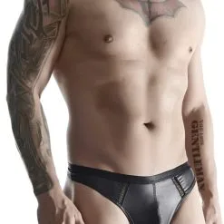 String Sexy Pour Homme En Wetlook Noir Ceinture Extensible - Regnes