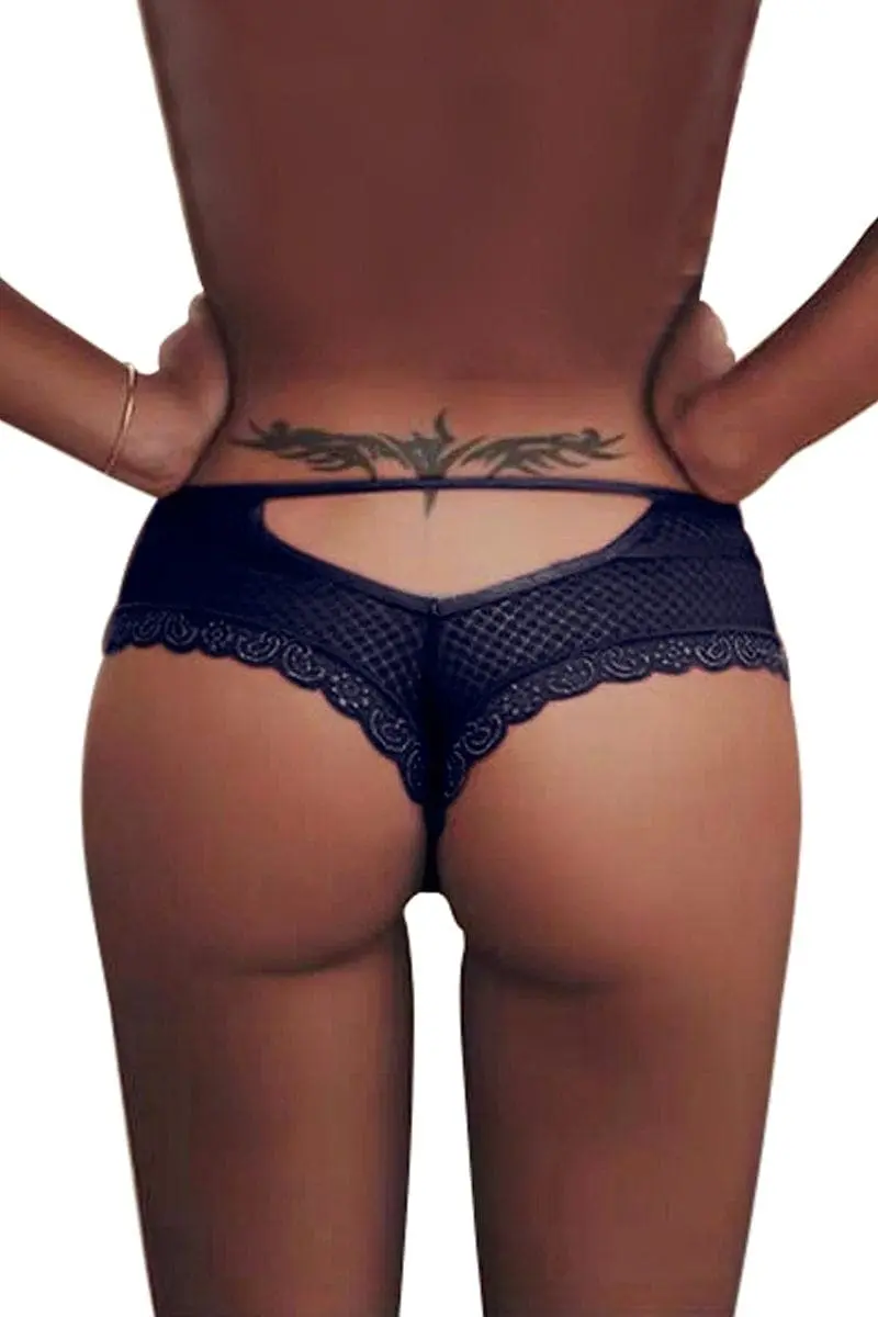 Tanga Bleu Foncé En Dentelle Motif Sexy Dos Ouvert - Paris Hollywood 1 Tanga Bleu Foncé En Dentelle Motif Sexy Dos Ouvert - Paris Hollywood