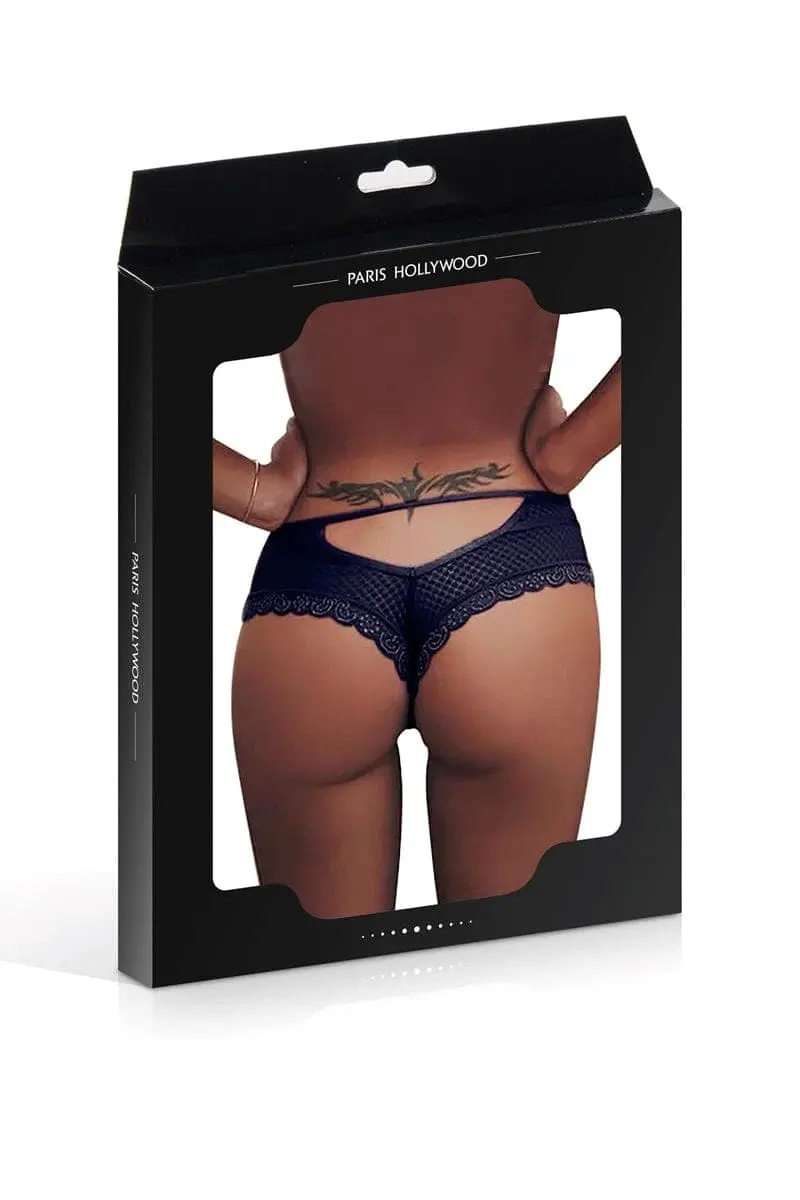 Tanga Bleu Foncé En Dentelle Motif Sexy Dos Ouvert - Paris Hollywood 2 Tanga Bleu Foncé En Dentelle Motif Sexy Dos Ouvert - Paris Hollywood – Image 2