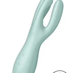 Vibro Triple Stimulateur Féminin Threesome 3 Vert 14 X 4cm - Satisfyer